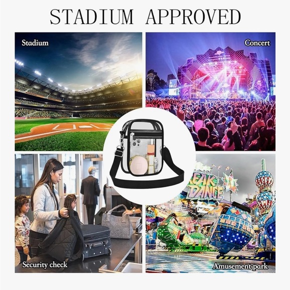 Clear Crossbody Stadium Bag with Black Trim - Picture 9 of 10